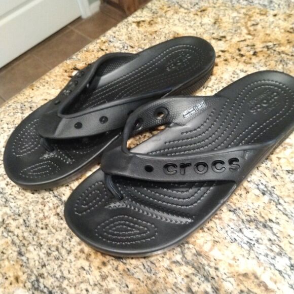 Crocs Unisex Baya II Flip Flops Sandals Iconic Comfort Size M5 W7 Black - Picture 3 of 10